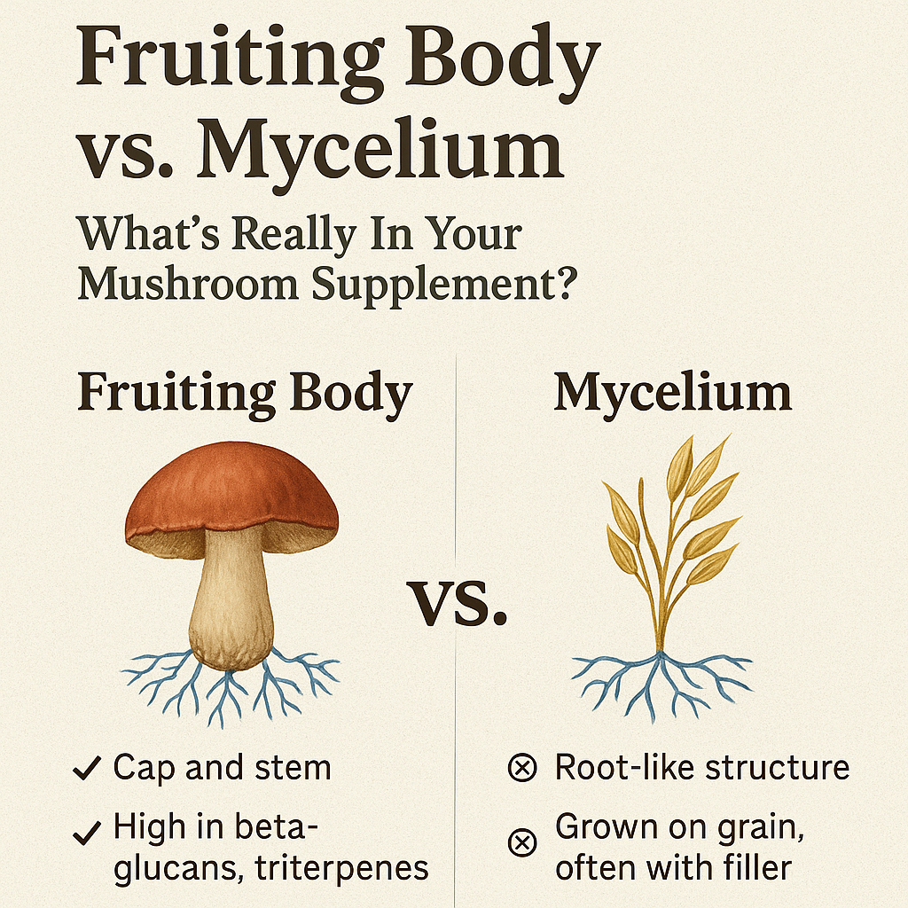 🍄 Fruiting Body vs. Mycelium: What’s Really In Your Mushroom Supplement?