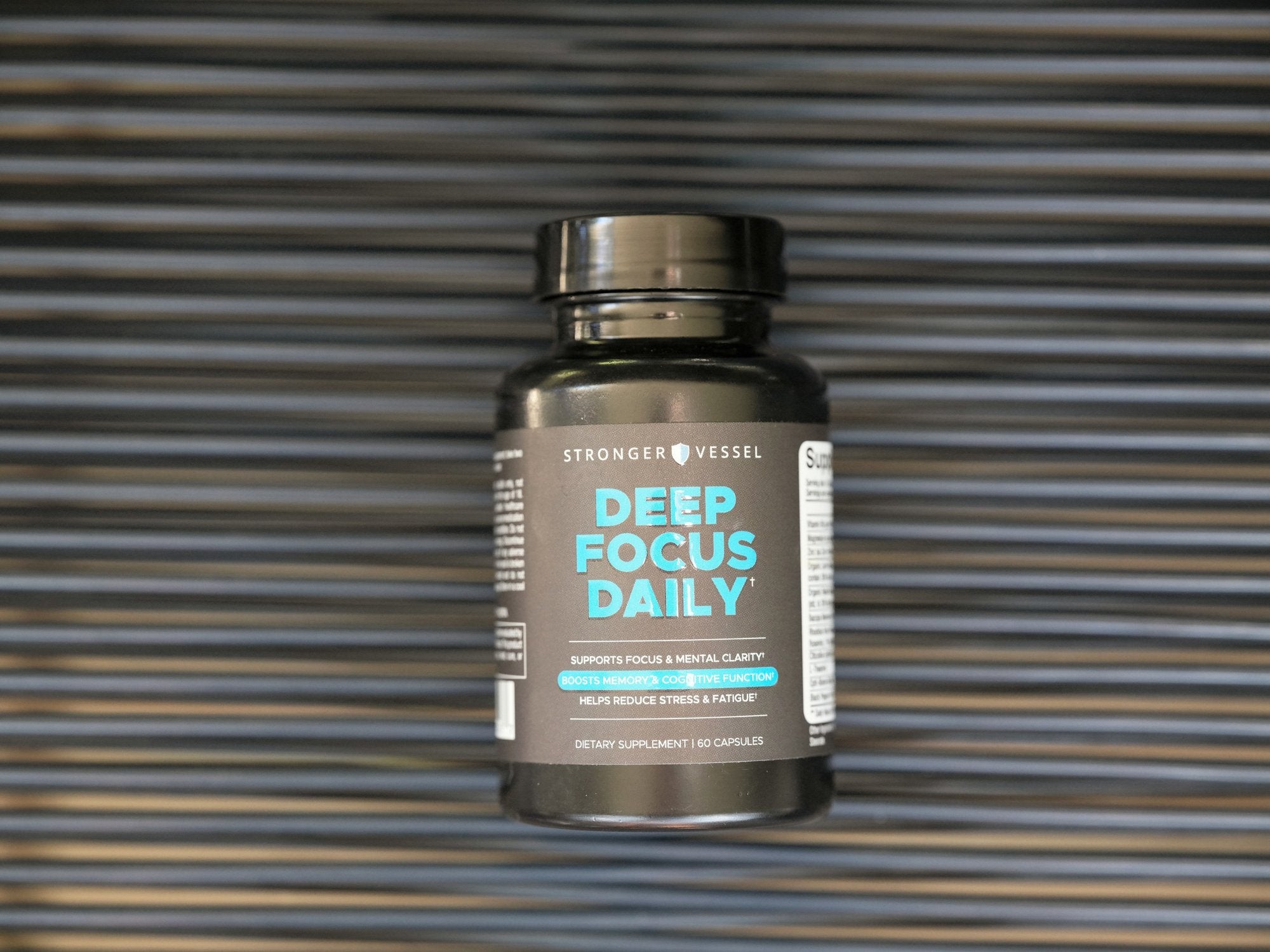 Deep Focus Daily on dark ribbed background