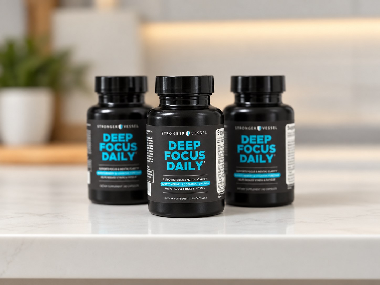 Deep Focus Daily three-bottle kitchen pack